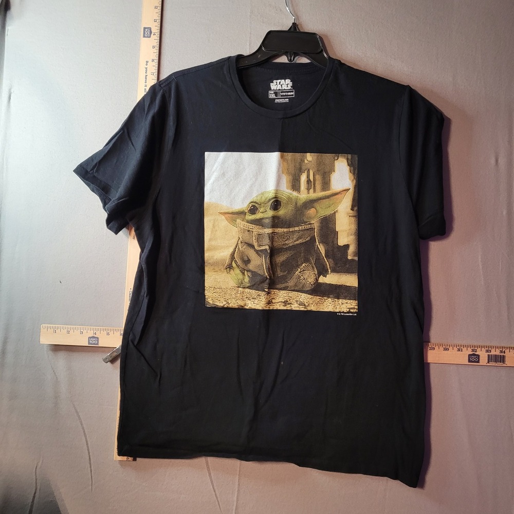 Star Wars Fifth Sun Mandalorian Baby Yoda Grogu Black Graphic T-Shirt Mens 2XL